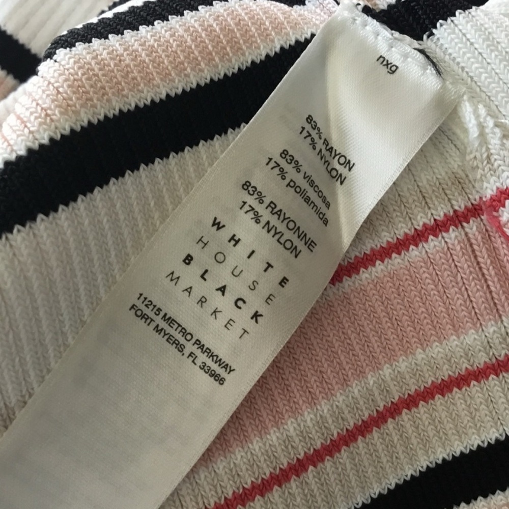 White House Black Market Pink Black Striped Off The Shoulder Sweater Sz S NWT - Picture 6 of 6